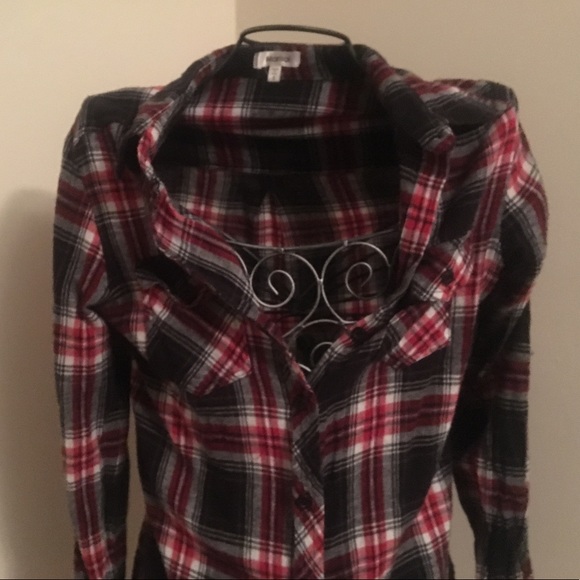 Red and black plaid button up BOGO *see closet - Picture 2 of 4